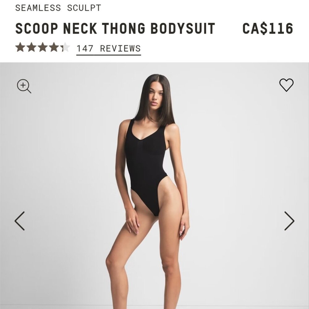 SKIMS Black Sleeveless Fitted Bodysuit